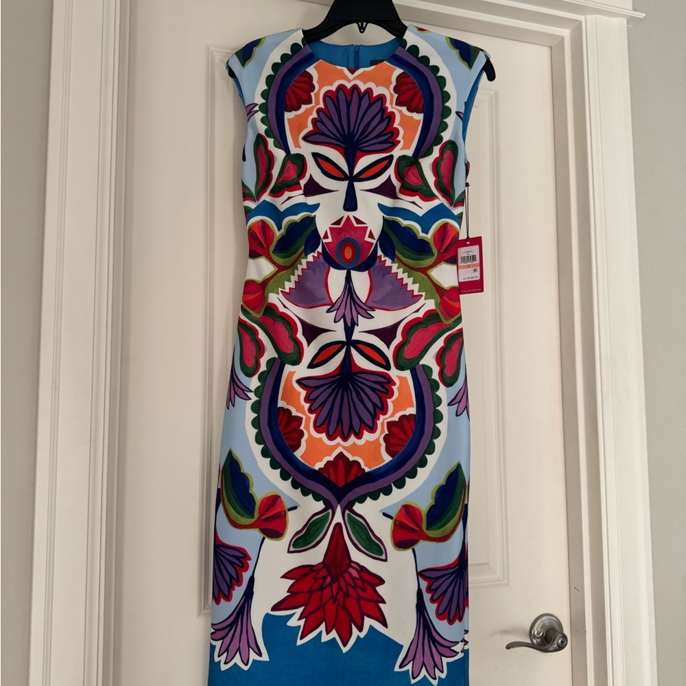 NWT Vince Camuto Blue Pink Sheath Midi Dress